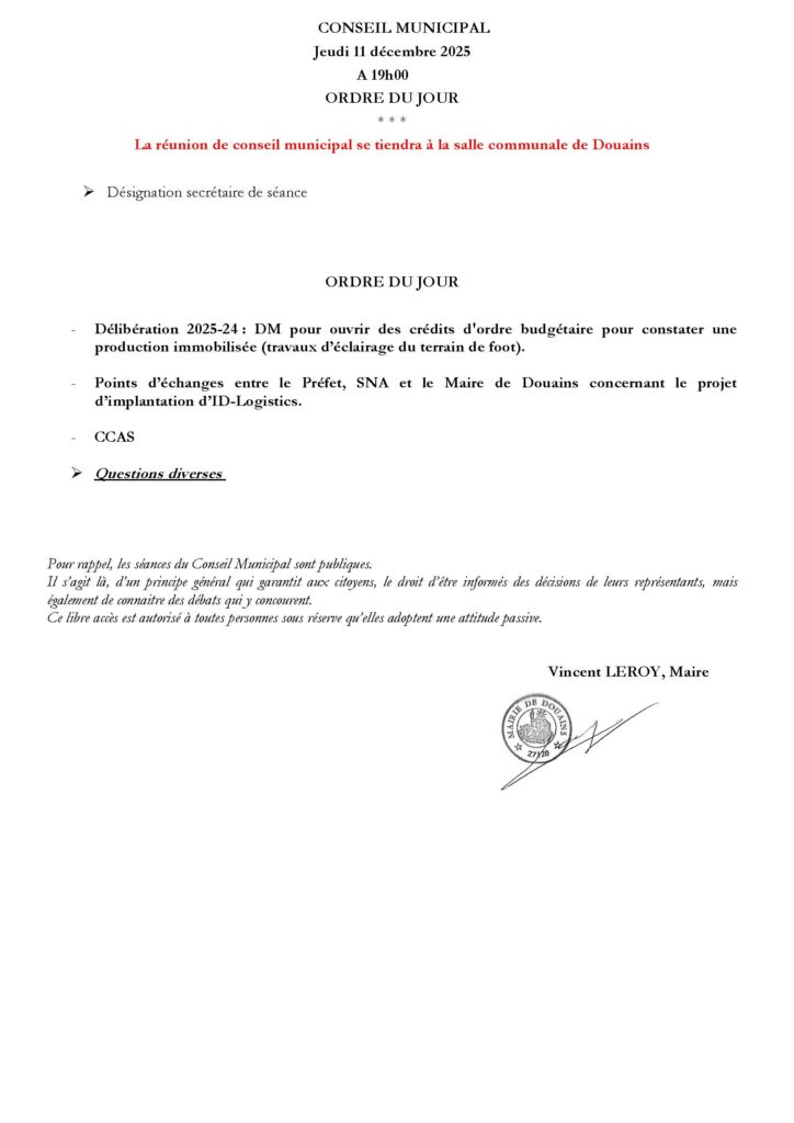 Ordre du jour 11122025